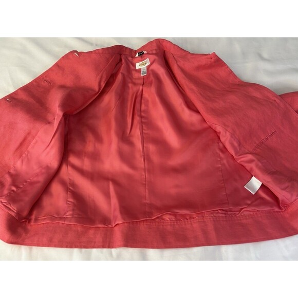 TALBOTS Irish Linen Blazer Women 18 Pink Jacket Lined Crop Button Pocket Office - Picture 5 of 13
